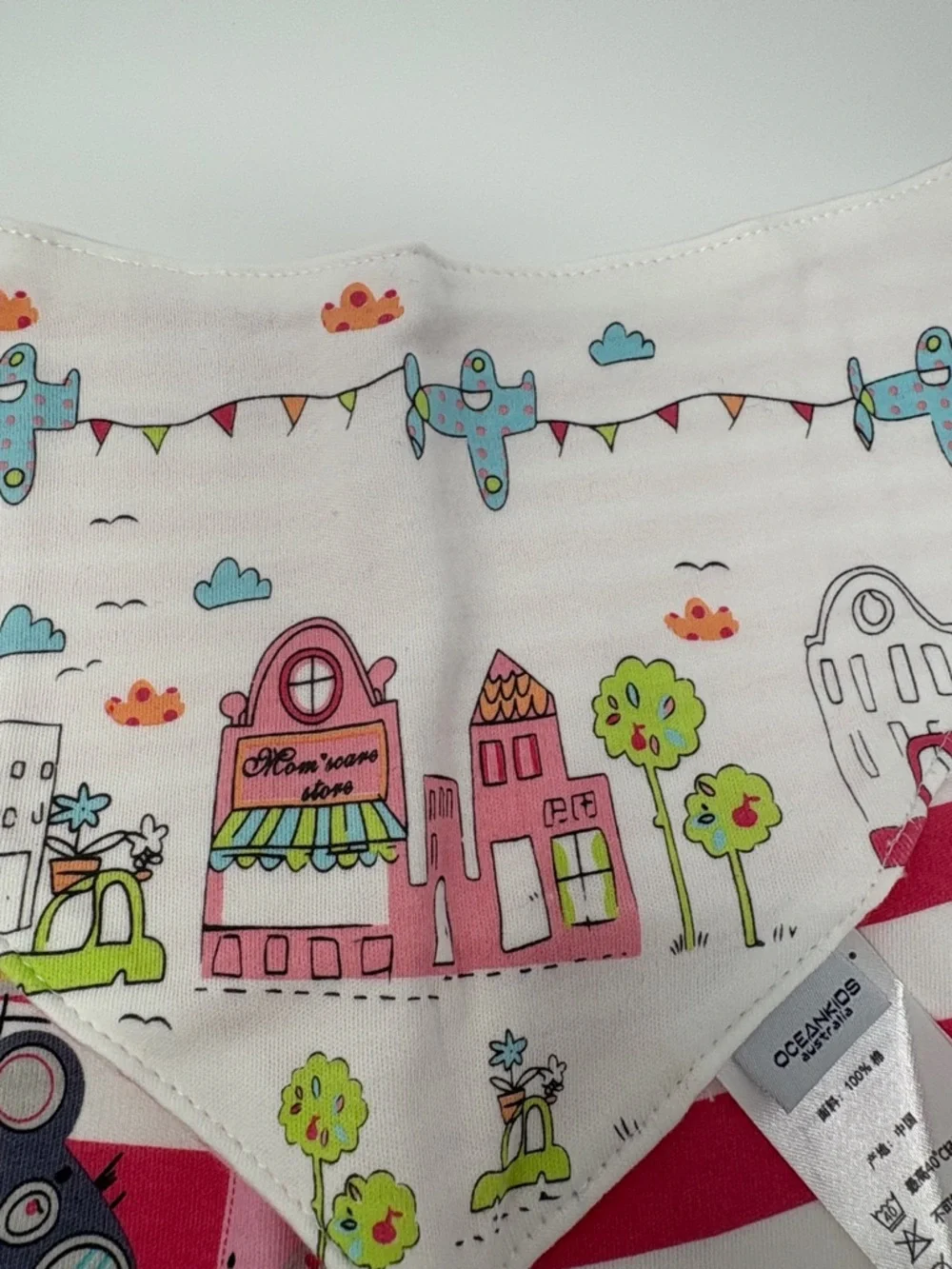 OCEANKIDS bib bundlePink Striped Kids Bandana Bibs with Animal Print - Unbranded